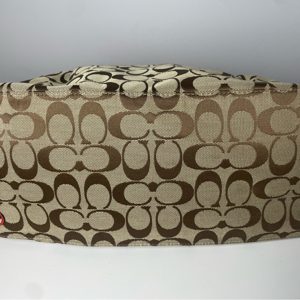 $25 LS Coach Colette Red & Khaki Signature Carryall w/COA - Picture 3 of 16